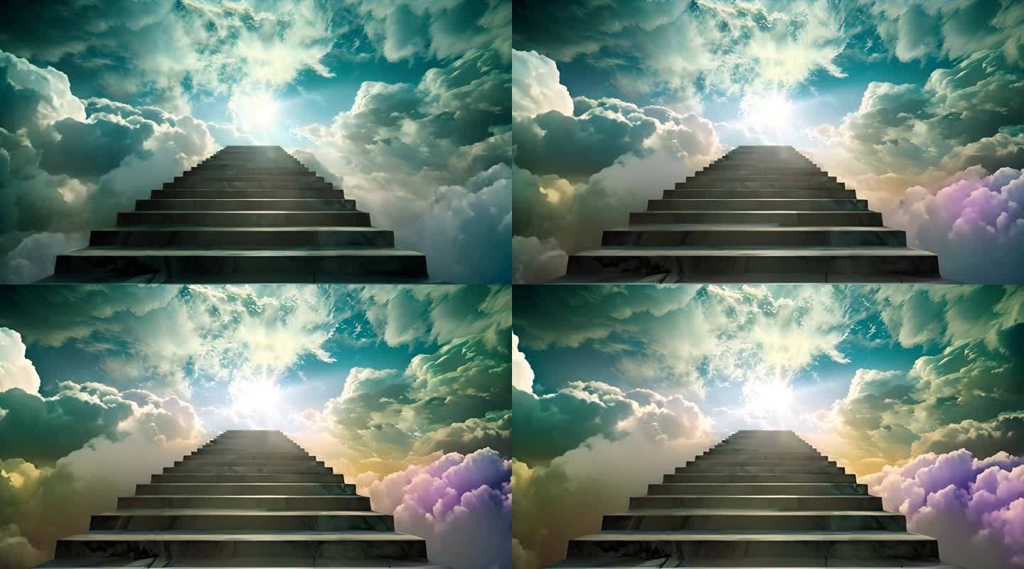 通向天空的梯子，伸向天空的梯子简笔画
